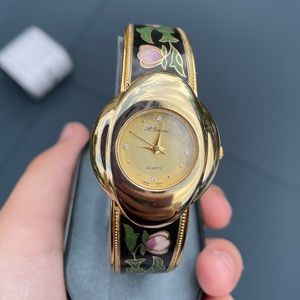 St. Bernard Quartz Gold Watch with Flowers ( needs replacement battery )
